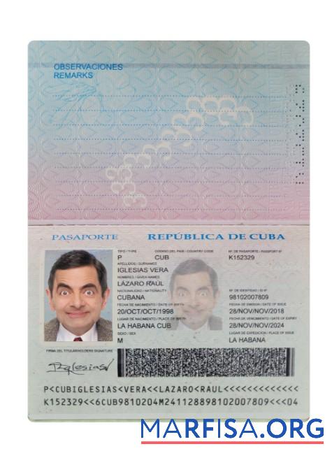 Downloadable Cuba passport 2018 present template